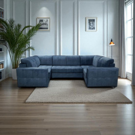 Угловой диван Каскад (синий)